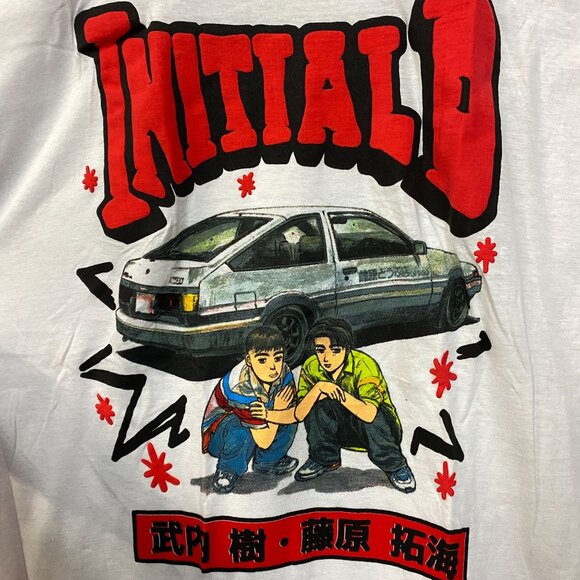 Initial D Takumi Fujiwara Toyota AE86 Sprinter Trueno Car Crouching Puff T-Shirt - Picture 2 of 4
